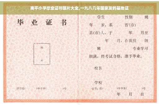 南平小学毕业证书图片大全,一九八几年国家发的基地证