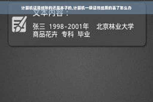 计算机证是纸张的还是本子的,计算机一级证书纸质的丢了怎么办