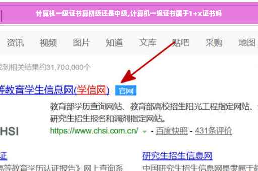 计算机一级证书算初级还是中级,计算机一级证书属于1+x证书吗