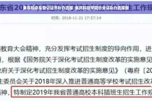 重庆机动车登记证书补办流程-重庆科技学院毕业证补办流程图