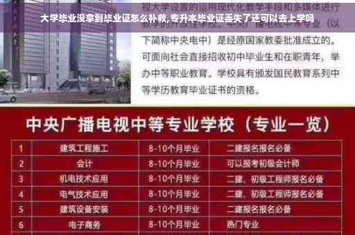 大学毕业没拿到毕业证怎么补救,专升本毕业证丢失了还可以去上学吗