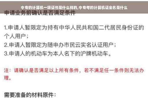 中专的计算机一级证书是什么样的,中专考的计算机证全名是什么
