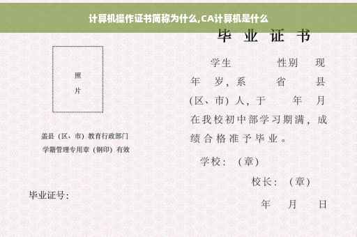 计算机操作证书简称为什么,CA计算机是什么