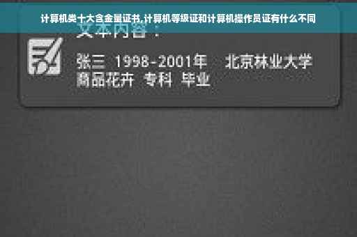 计算机类十大含金量证书,计算机等级证和计算机操作员证有什么不同