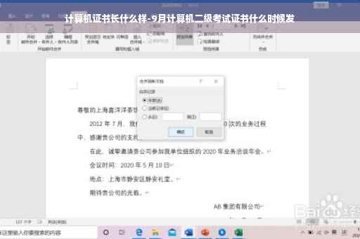 计算机证书长什么样-9月计算机二级考试证书什么时候发