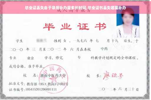 毕业证丢失由于急用补办需多长时间,毕业证书丢失哪里补办