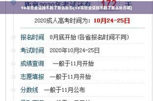 98年毕业证找不到了怎么补办(98年毕业证找不到了怎么补办呢)
