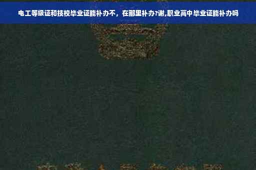 电工等级证和技校毕业证能补办不，在那里补办?谢,职业高中毕业证能补办吗