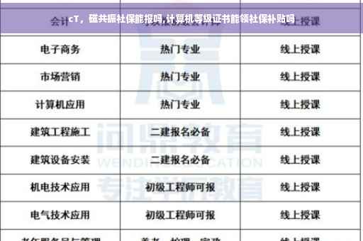 cT，磁共振社保能报吗,计算机等级证书能领社保补贴吗