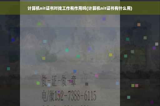 计算机nit证书对找工作有作用吗(计算机nit证书有什么用)