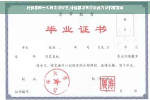 计算机类十大含金量证书,计算机中含金量高的证书有哪些