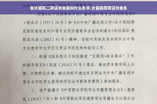 省计算机二级证书全称叫什么名字,计算机四级证书全名