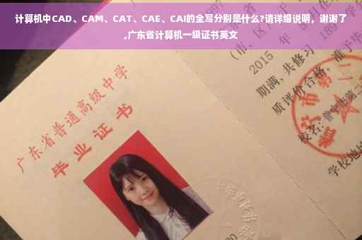 计算机中CAD、CAM、CAT、CAE、CAI的全写分别是什么?请详细说明，谢谢了,广东省计算机一级证书英文