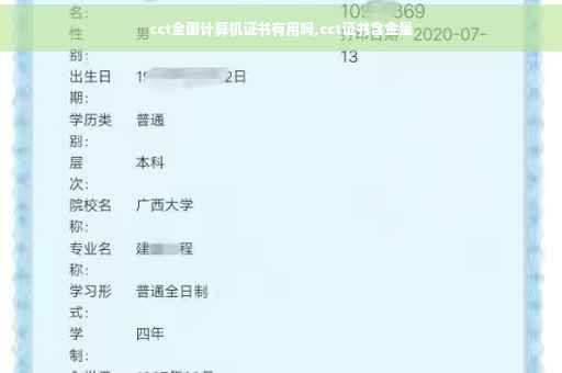 cct全国计算机证书有用吗,cct证书含金量