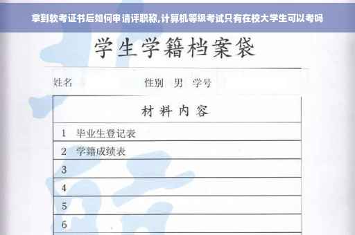 拿到软考证书后如何申请评职称,计算机等级考试只有在校大学生可以考吗