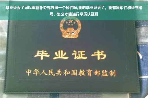 毕业证丢了可以重新补办或办理一个原件吗,我的毕业证丢了，我有复印件和证书编号，怎么才能进行学历认证啊