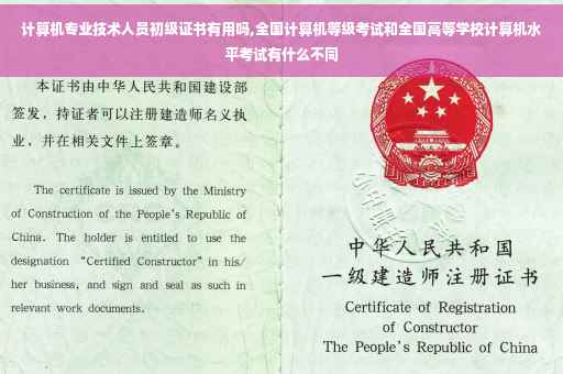 计算机专业技术人员初级证书有用吗,全国计算机等级考试和全国高等学校计算机水平考试有什么不同