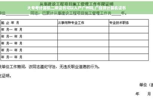 大专考计算机二级证书可以入户广州吗,广技师计算机证书