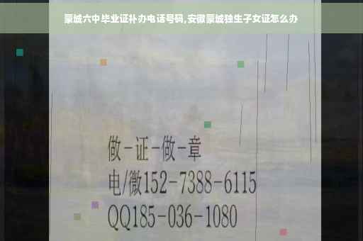 蒙城六中毕业证补办电话号码,安徽蒙城独生子女证怎么办