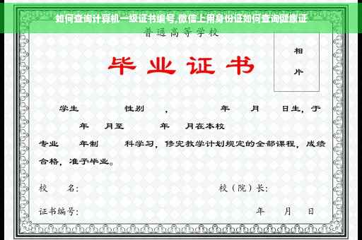 如何查询计算机一级证书编号,微信上用身份证如何查询健康证