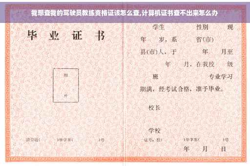 我想查我的驾驶员教练资格证该怎么查,计算机证书查不出来怎么办