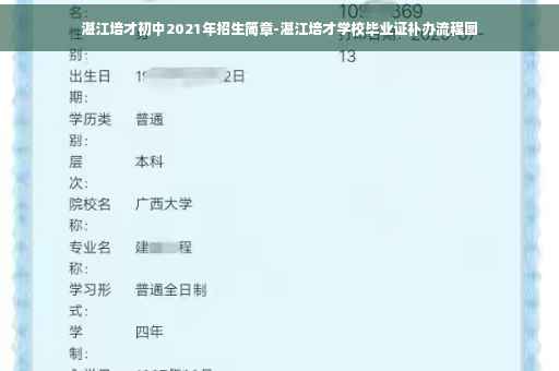 湛江培才初中2021年招生简章-湛江培才学校毕业证补办流程图