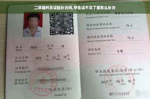 二级裁判员证能补办吗,学生证不见了要怎么补办