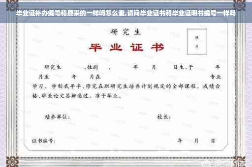 毕业证补办编号和原来的一样吗怎么查,请问毕业证书和毕业证明书编号一样吗
