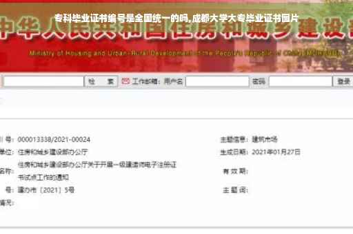 专科毕业证书编号是全国统一的吗,成都大学大专毕业证书图片