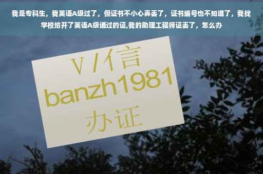 我是专科生，我英语A级过了，但证书不小心弄丢了，证书编号也不知道了，我找学校给开了英语A级通过的证,我的助理工程师证丢了，怎么办
