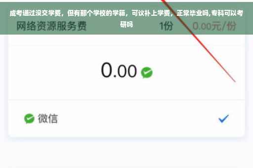 成考通过没交学费，但有那个学校的学籍，可议补上学费，正常毕业吗,专科可以考研吗