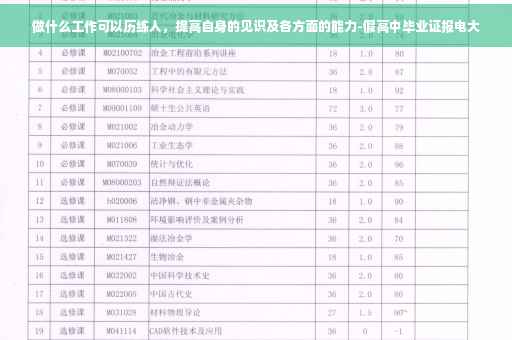 做什么工作可以历练人，提高自身的见识及各方面的能力-假高中毕业证报电大