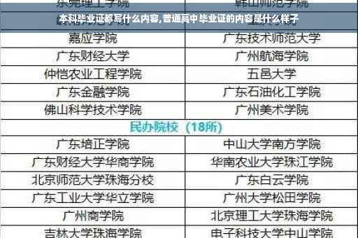 本科毕业证都写什么内容,普通高中毕业证的内容是什么样子