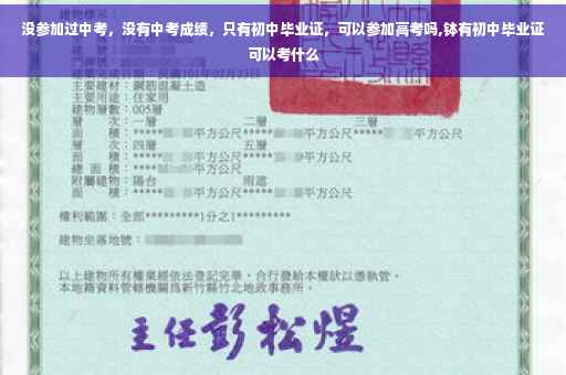 没参加过中考，没有中考成绩，只有初中毕业证，可以参加高考吗,钵有初中毕业证可以考什么