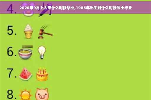 2020年9月上大学什么时候毕业,1985年出生到什么时候硕士毕业