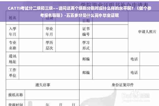 CATTI考试分二级和三级~~请问这两个级别分别对应什么样的水平啊？（做个参考报名嘻嘻）-五百多分是什么高中毕业证呢
