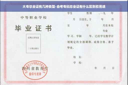 大专毕业证有几种类型-自考专科毕业证有什么区别和用途