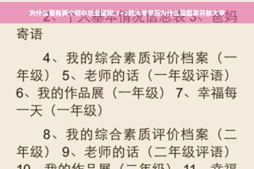 为什么要有两个初中毕业证呢,3+2的大专学历为什么是国家开放大学