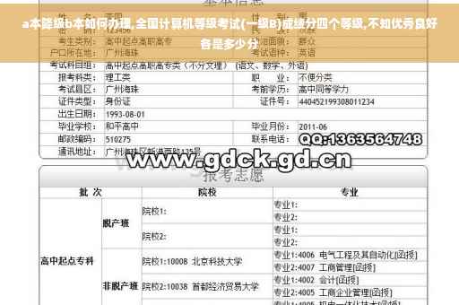 a本降级b本如何办理,全国计算机等级考试(一级B)成绩分四个等级,不知优秀良好各是多少分
