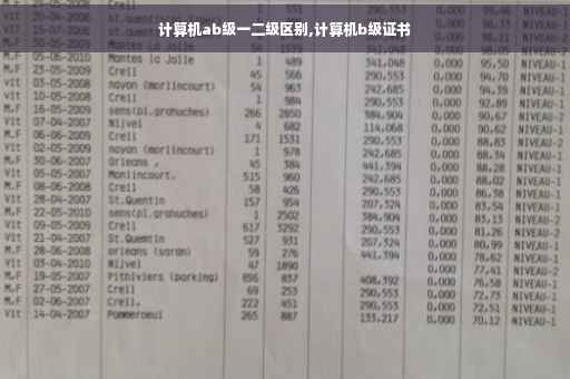 计算机ab级一二级区别,计算机b级证书