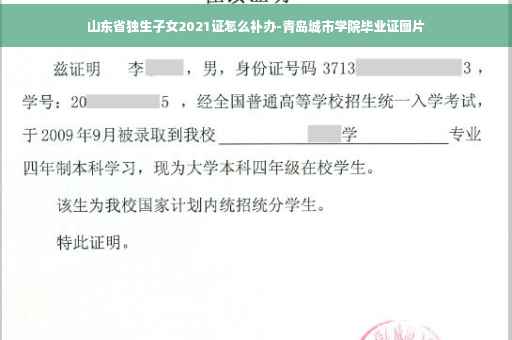 山东省独生子女2021证怎么补办-青岛城市学院毕业证图片