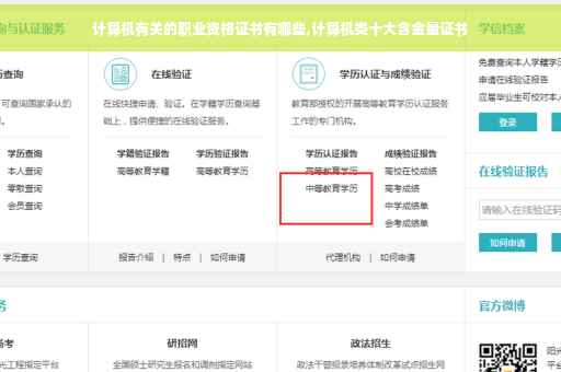计算机有关的职业资格证书有哪些,计算机类十大含金量证书