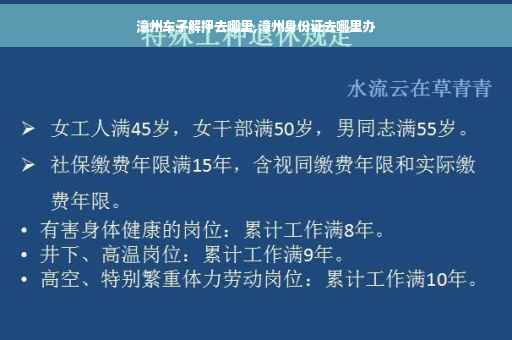 漳州车子解押去哪里,漳州身份证去哪里办