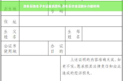 改名后独生子女证需要改吗,改名后毕业证能补办新的吗