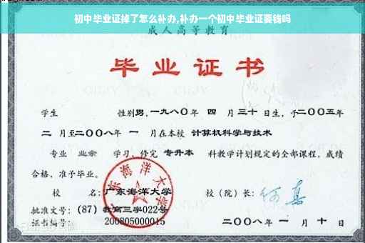 初中毕业证掉了怎么补办,补办一个初中毕业证要钱吗