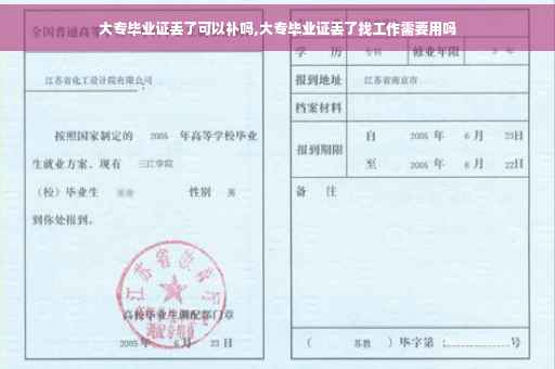 大专毕业证丢了可以补吗,大专毕业证丢了找工作需要用吗