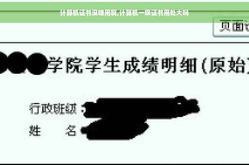 计算机证书没啥用啊,计算机一级证书用处大吗