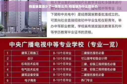 档案袋里面少了一张怎么办,档案袋为什么能补办