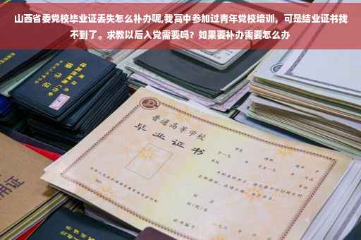 山西省委党校毕业证丢失怎么补办呢,我高中参加过青年党校培训，可是结业证书找不到了。求教以后入党需要吗？如果要补办需要怎么办