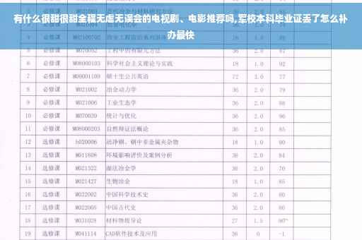 有什么很甜很甜全程无虐无误会的电视剧、电影推荐吗,军校本科毕业证丢了怎么补办最快